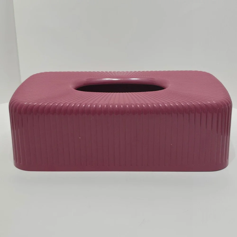 Wild Plum Ribbed Tissue Box Cover Magenta Retro Art Deco Vintage